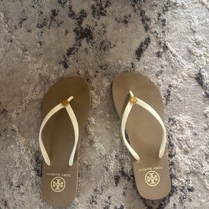 Tory Burch Tan and Cream Sandals